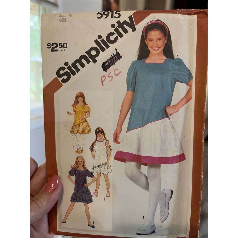 Vintage 1983 Girls Simplicity Dress Sewing Pattern 5915 Size 10 Uncut